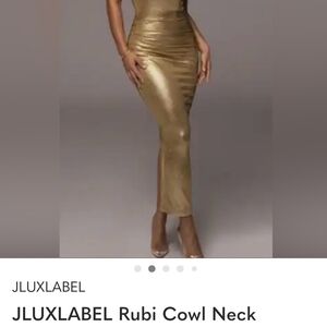JLUXLABEL Gold Midi Dress
